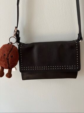 Margot Black Leather Wallet on Strap